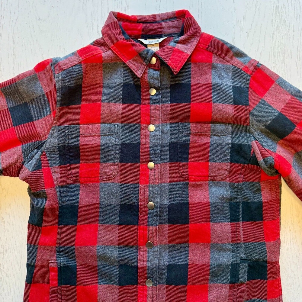 Duluth Trading Co Red Buffalo Plaid Quilted 100% Cotton Shacket WOMENS S, KID XL - Picture 2 of 10